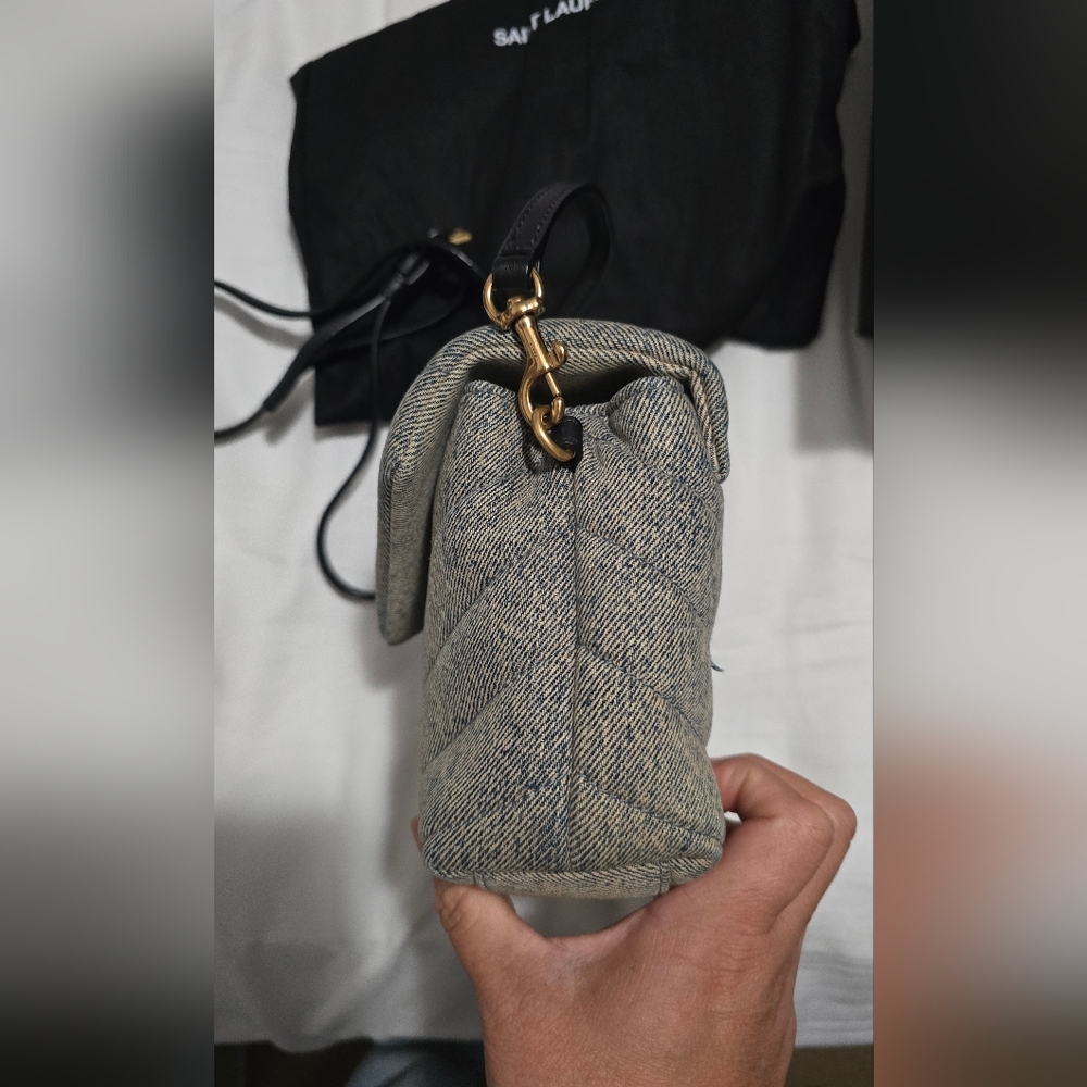 Saint Laurent Quilted Crossbody Bag in Gray with Gold Hardware - Picture 5 of 12